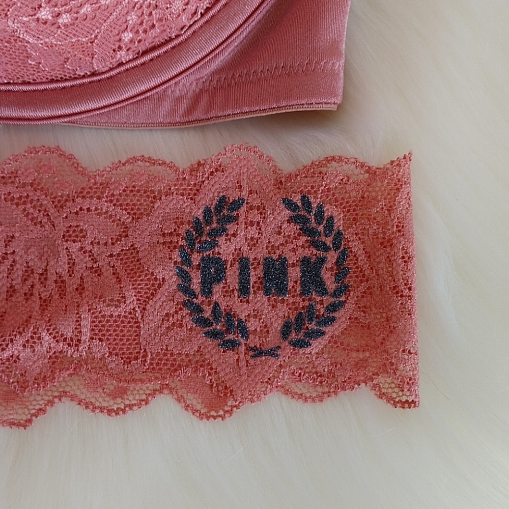 Size 36D🌺 PINK VS DATE PUSH-UP BRA + THONG L - Picture 4 of 8